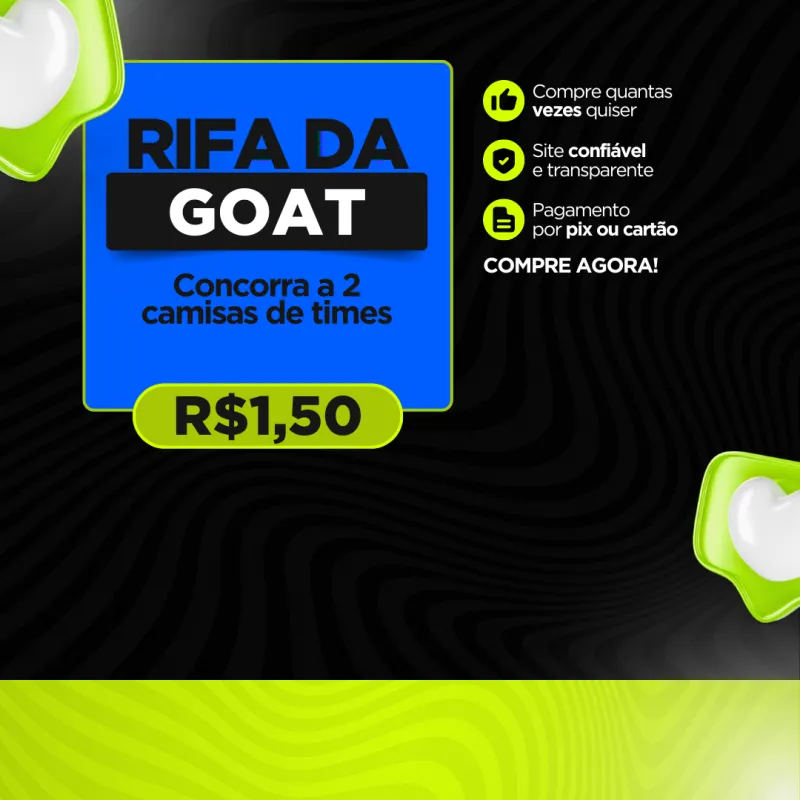 Imagem da campanha Rifa 2 camisas de times da goat