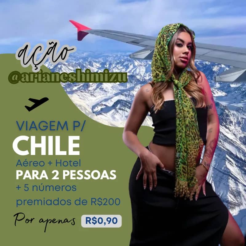 Imagem da campanha VIAGEM P/ 2 PESSOAS - CHILE: Aero + Hotel ou 10K no PIX