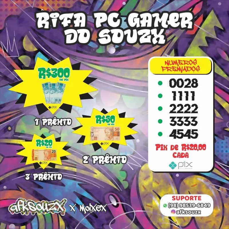 Imagem da campanha RIFA PC GAMER DO SOUZX