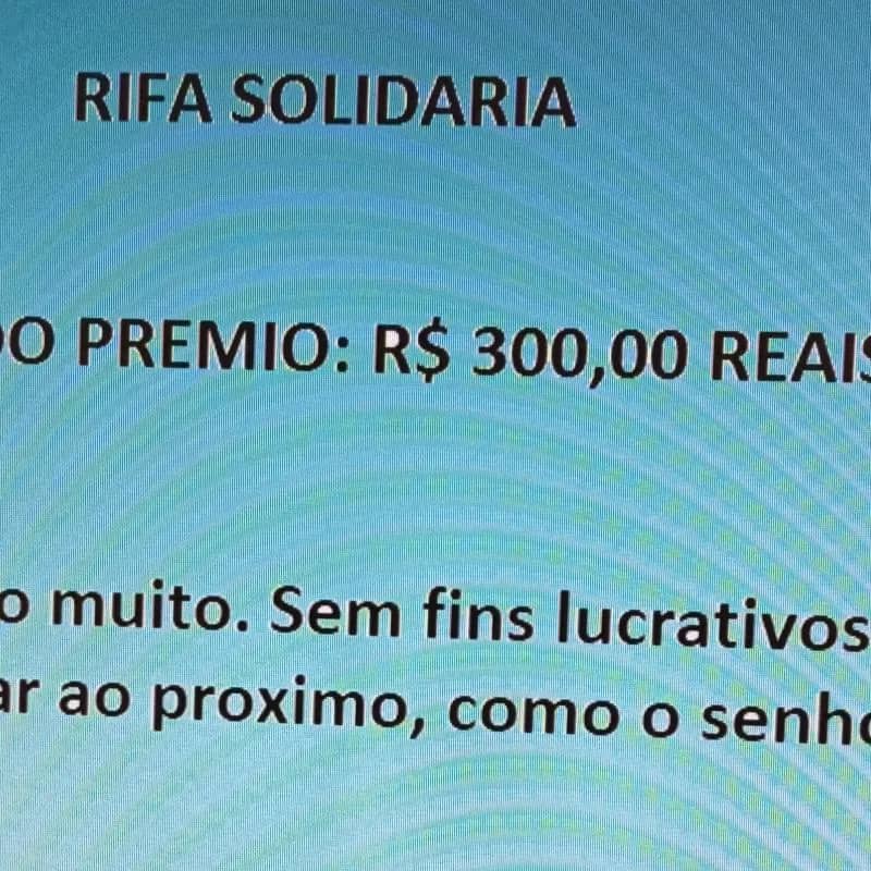 Imagem da campanha Rifa beneficiária