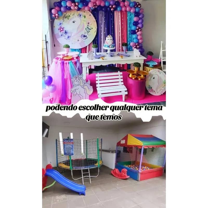 Imagem da campanha Locação de kit incluso decoração com o tema escolhido piscina de bolinha e cama elástica escorregador e cavalinho