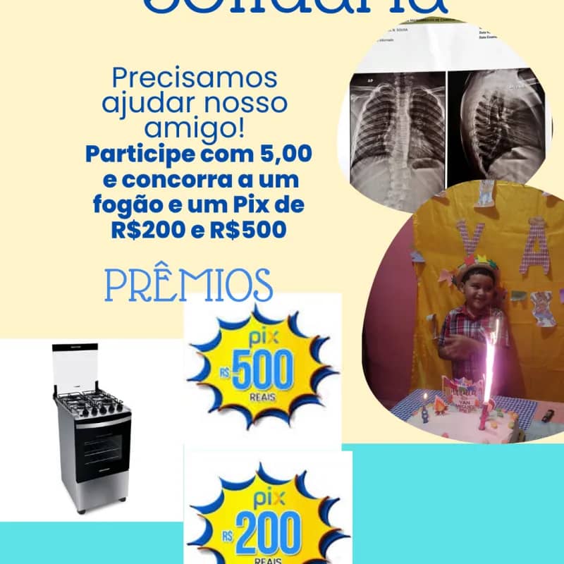 Imagem da campanha Ajuda no tratamento e da cirurgia do Yan Miguel
