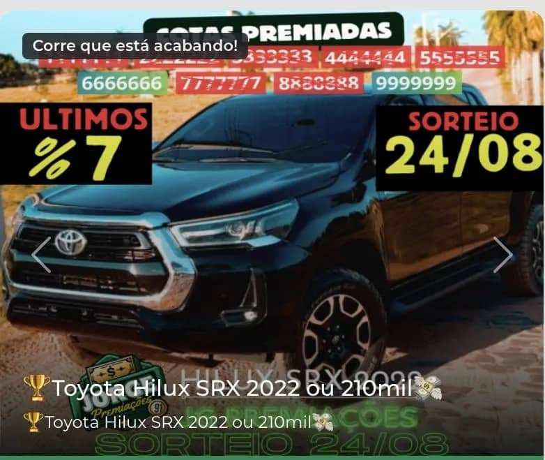 Imagem da campanha Hilux SRX ou 210mil 💴