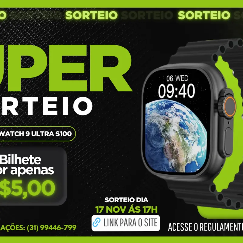 Imagem da campanha Sorteio de um Smarthwatch ultra 9 S100