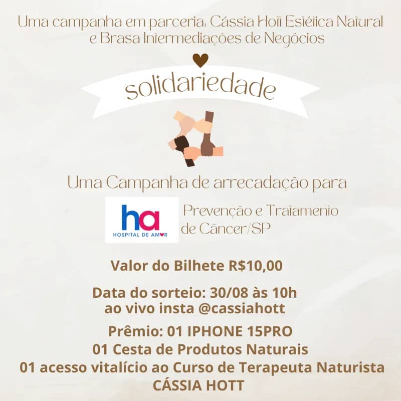 Imagem da campanha 01 Iphone 15 Pro, 01 cesta de Produtos Naturais, 01 Curso de Terapeuta Naturista Cássia Hott