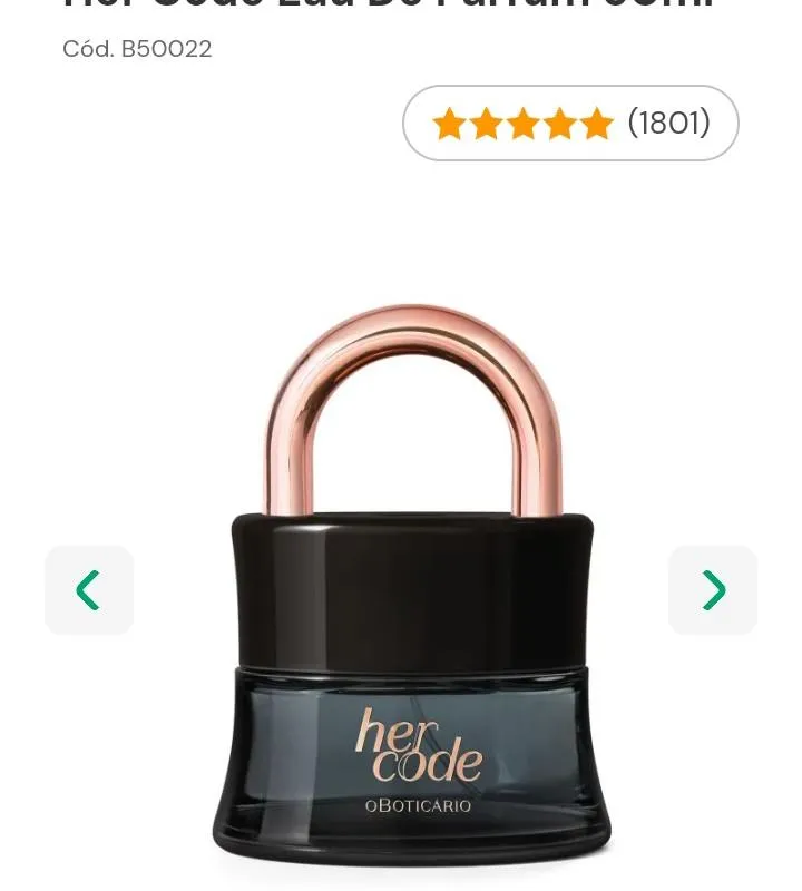 Imagem da campanha 1 Her Code eau de parfum 50 ML ou 150,00 no Pix.