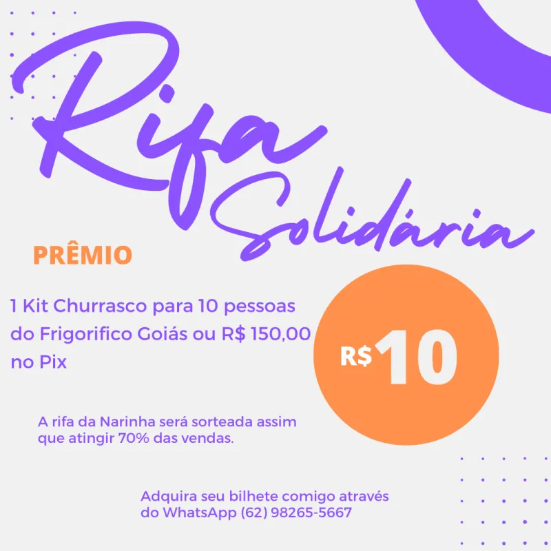 Imagem da campanha Rifa Colaborativa da Narinha