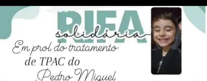 Imagem da campanha Rifa solidária do Pedro Miguel