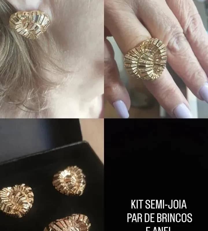 Imagem da campanha KIT SEMI-JOIA  PAR DE BRINCOS E ANEL
