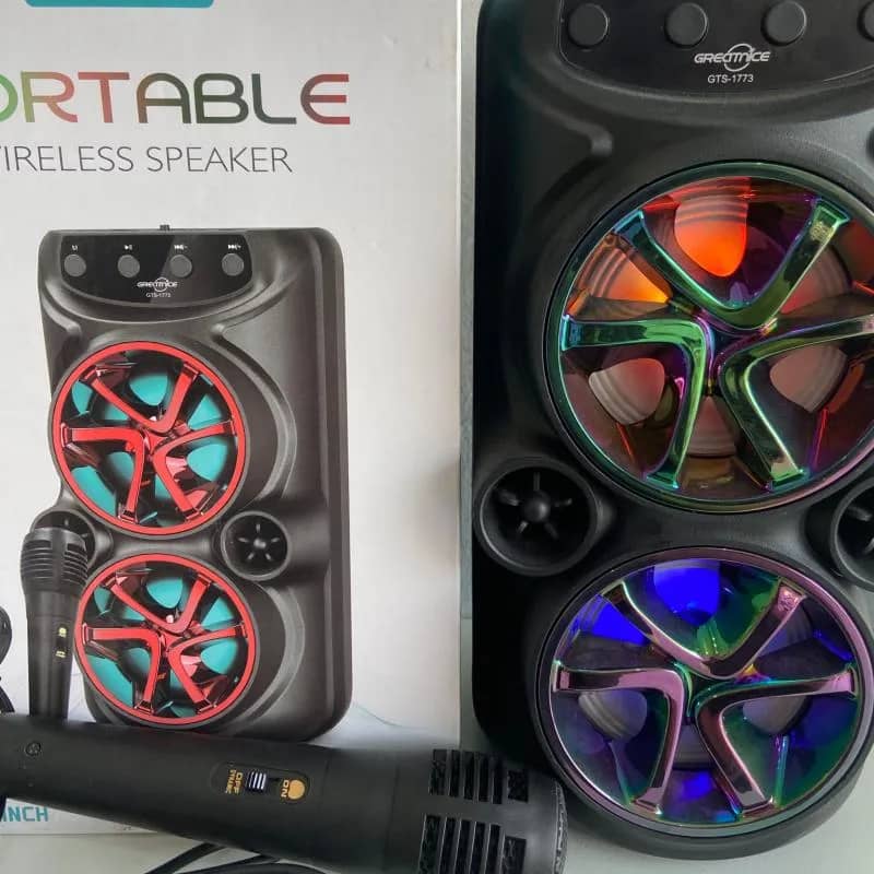 Imagem da campanha Caixa de som via Bluetooth Com Microfone e Karaokê , Rádio FM, Pen Drive e Por apenas 0,25 centavos🤩💣