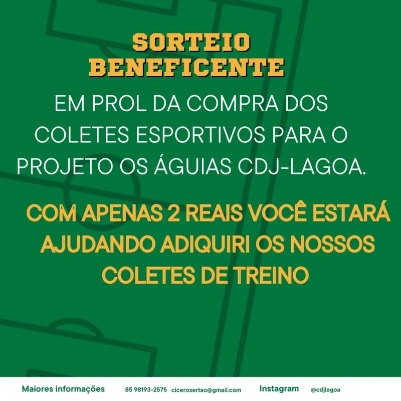 Imagem da campanha Sorteio em prol ao projeto Águias CDJ