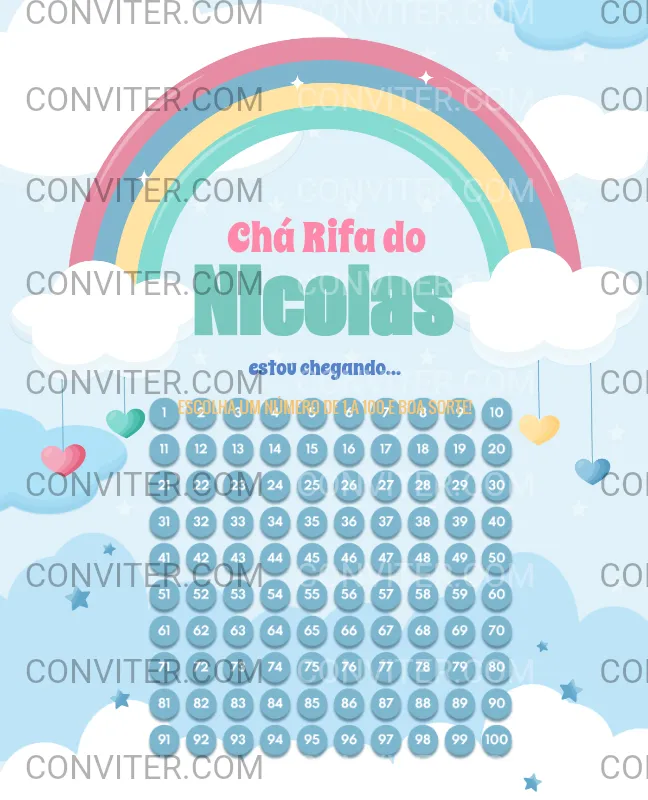 Imagem da campanha Chá bebê rifa prêmio 300 reais