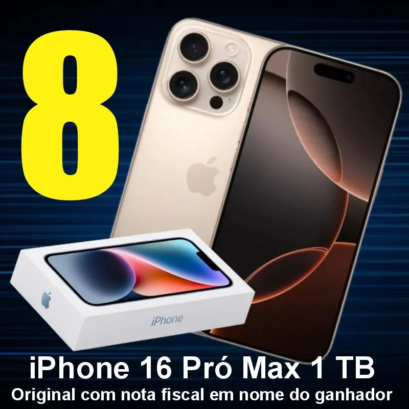 Imagem da campanha Amigos de Braços Abertos + 8 iPhones 16 Pró Max de 1 Tb