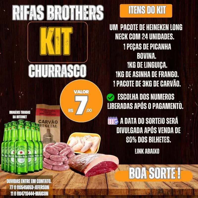 Imagem da campanha RIFA DE UM KIT CHURASCO!