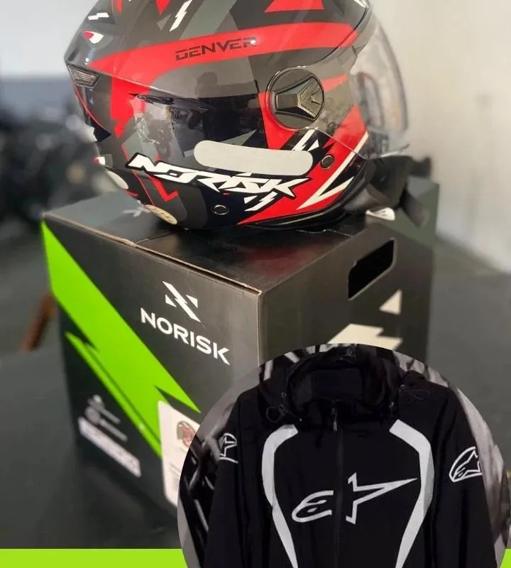 Imagem da campanha Capacete Norisk & corta alpinestars