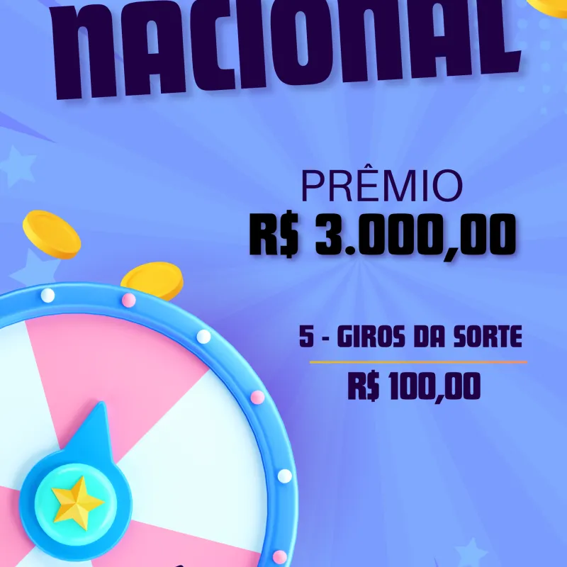 Imagem da campanha Rifa Nacional, números limitados mais chances de ganhar!