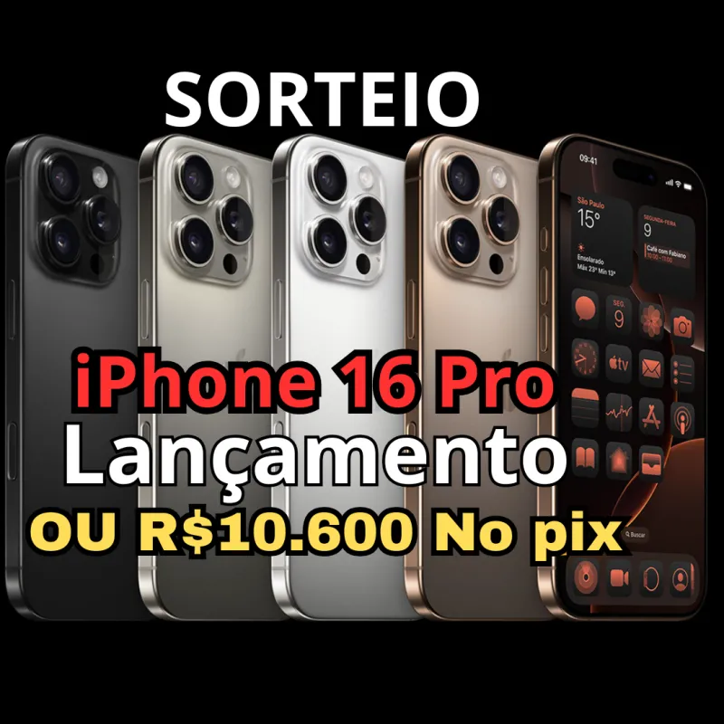 Imagem da campanha Sorteio do iPhone 16 pro