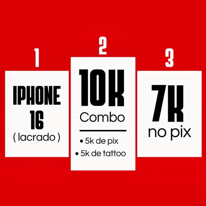 Imagem da campanha Sorteio - IPHONE 16 ou 10K COMBO ou 7K no PIX