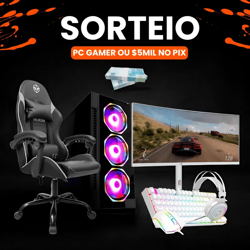 Imagem da campanha PC GAMER COMPLETO OU $3MIL NO PIX 🔥