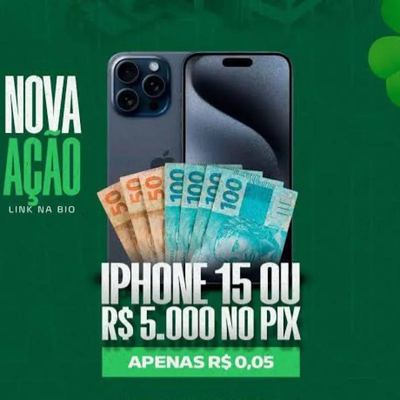 Imagem da campanha Iphone 15 ou 5Mil no pix