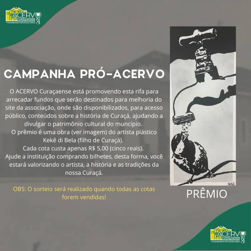 Imagem da campanha Apoio ao ACERVO Curaçaense (melhorias no site acervocuracaense.com.br)