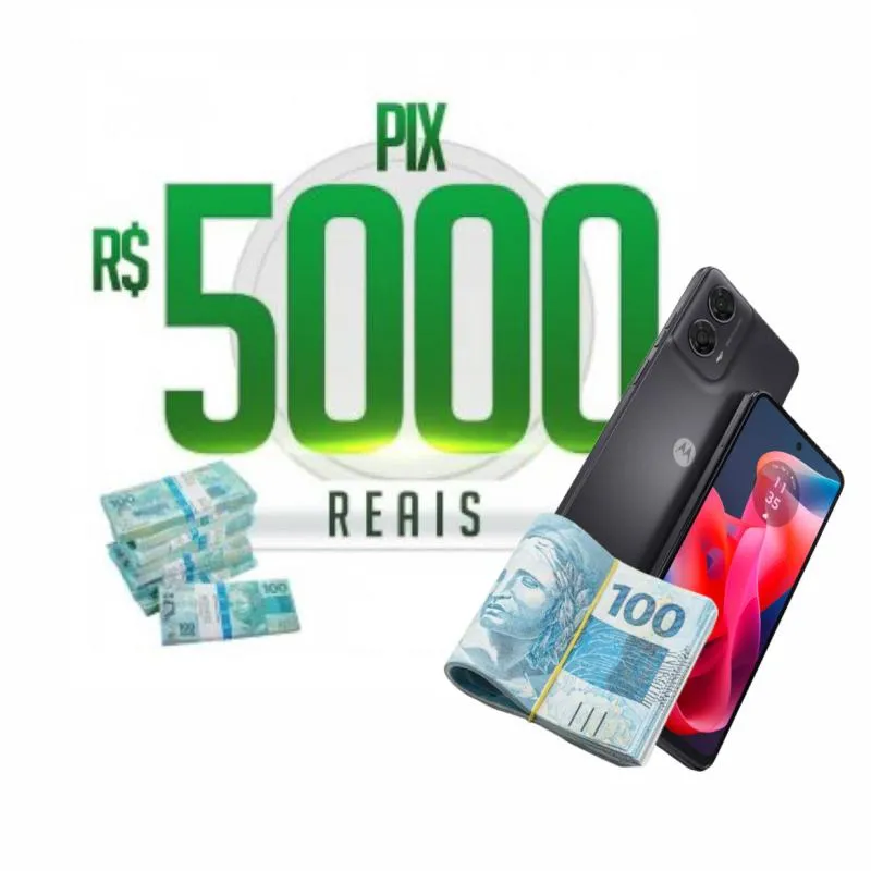 Imagem da campanha 1• 5.000 no pix 💸🥇 2• Moto G24/128G📱🥈 3• 500,00 no pix 💸🥉