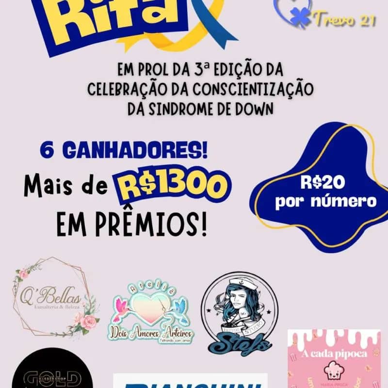 Imagem da campanha Rifa em prol da 3ª edição da Celebração da Conscientização da Síndrome de Down