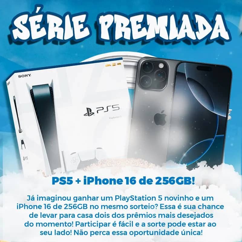 Imagem da campanha Série Premiada - PS5 + Iphone 16 256gb