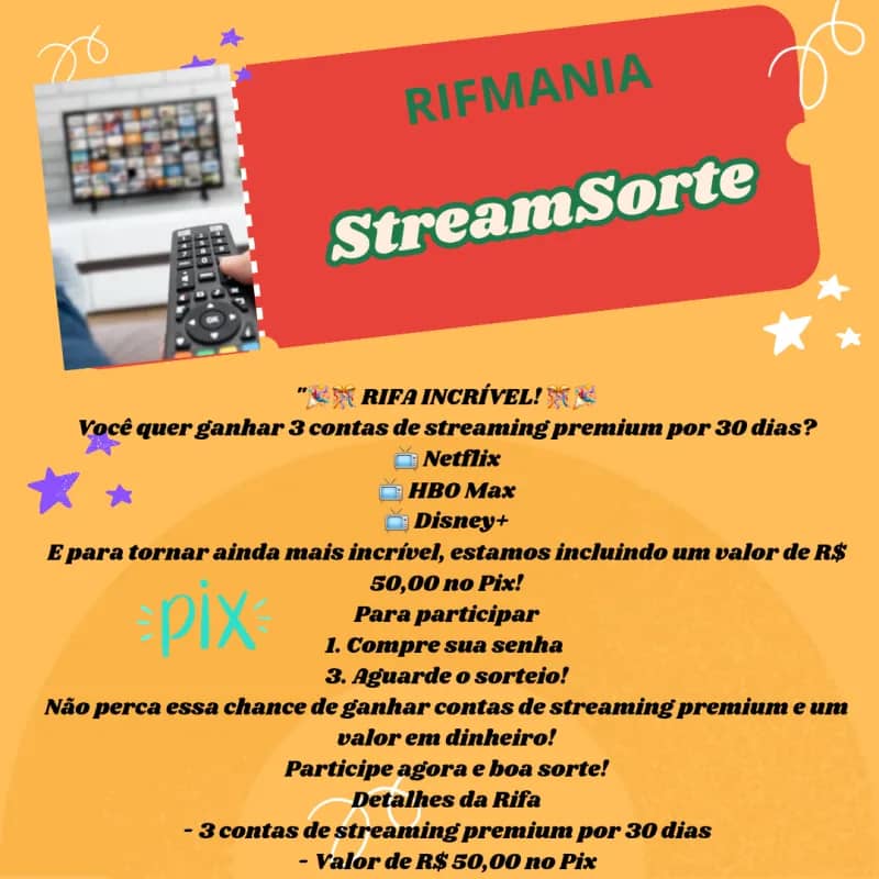 Imagem da campanha "🎉🎊 Rifmania StreamSorte🎊🎉