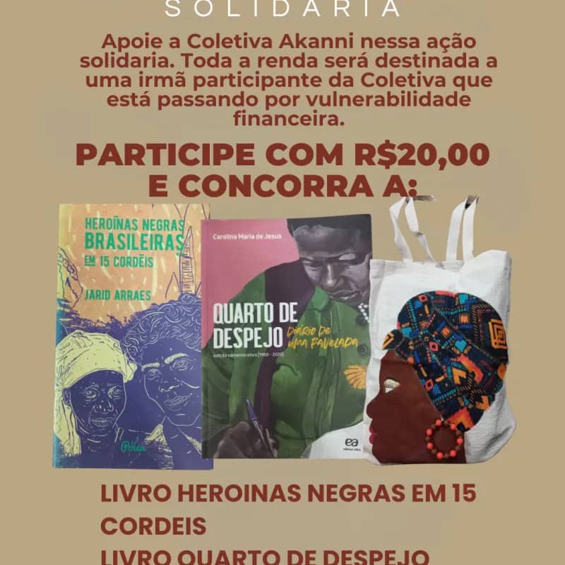 Imagem da campanha Rifa Solidária Coletiva Akanni