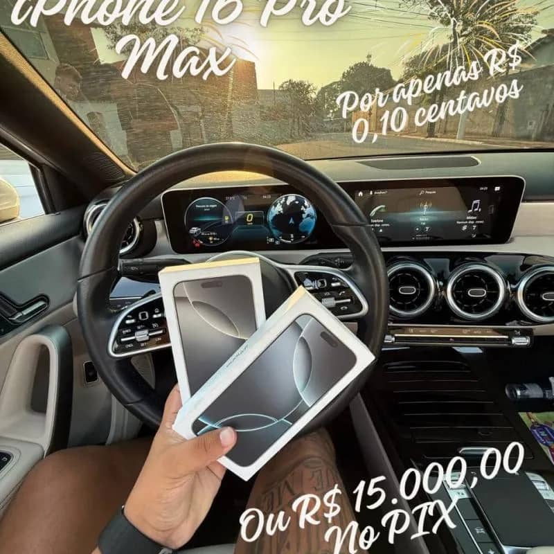 Imagem da campanha Açãozinha 2 Iphones 16 Pro Max Ou 15K No Pix 🍀