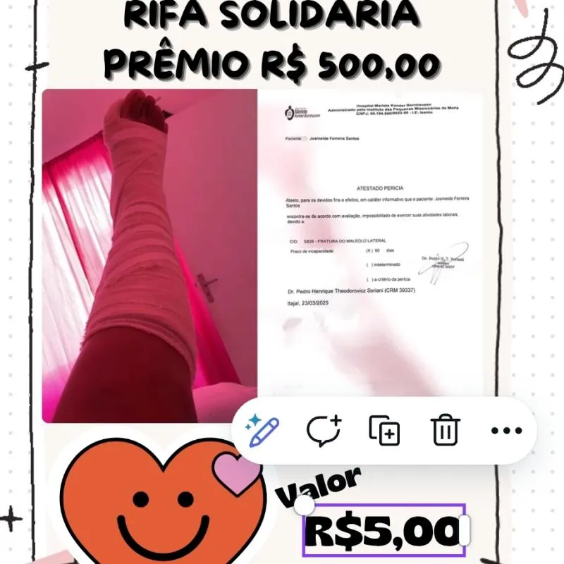 Imagem da campanha RIFA SOLIDÁRIO