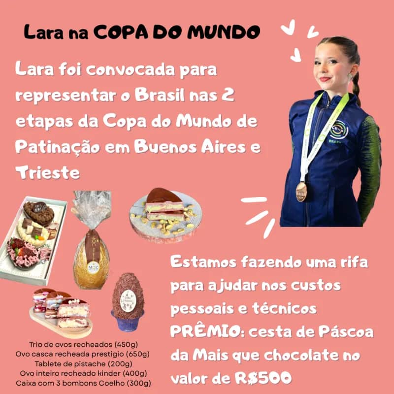 Imagem da campanha Lara na copa do mundo de patinação
