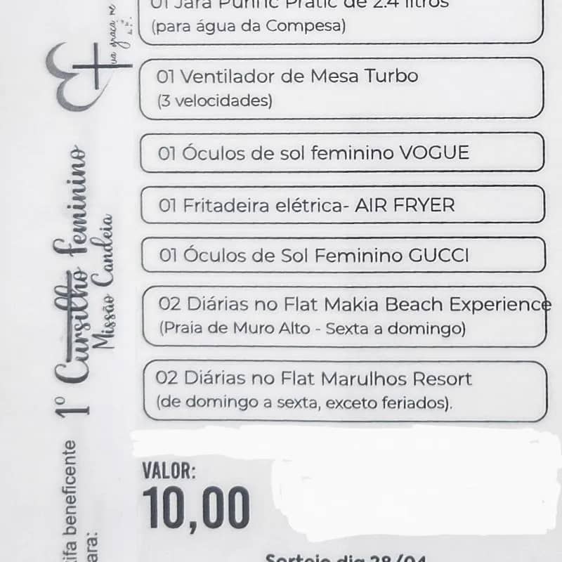 Imagem da campanha Rifa Cursilho Feminino