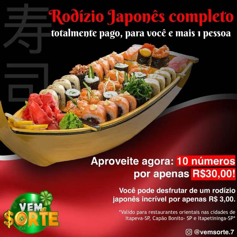 Imagem da campanha Rodizio Japonês completo, e você escolhe o restaurante!