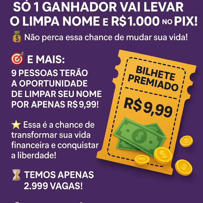 Imagem da campanha Bilhete premiado limpa nome