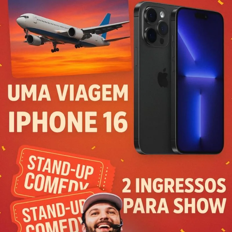Imagem da campanha Viagem com tudo Pago + iPhone 16 + 2 ingressos para show Raphael Ghanem