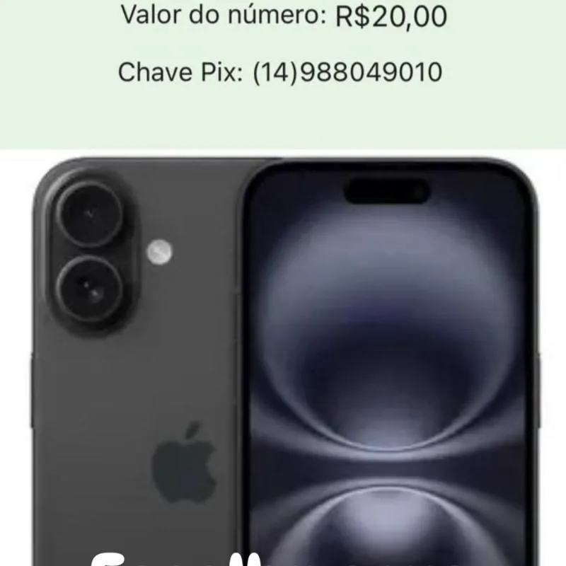 Imagem da campanha Rifa - concorra a um IPhone 16 | 128GB | Apple.