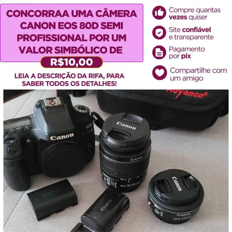 Imagem da campanha AÇÃO ESPECIAL – CANON EOS 80D PROFISSIONAL