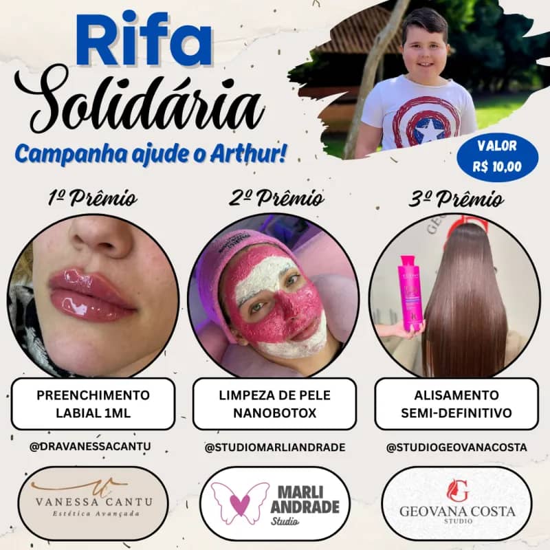 Imagem da campanha Rifa Solidária | Campanha Ajude o Arthur