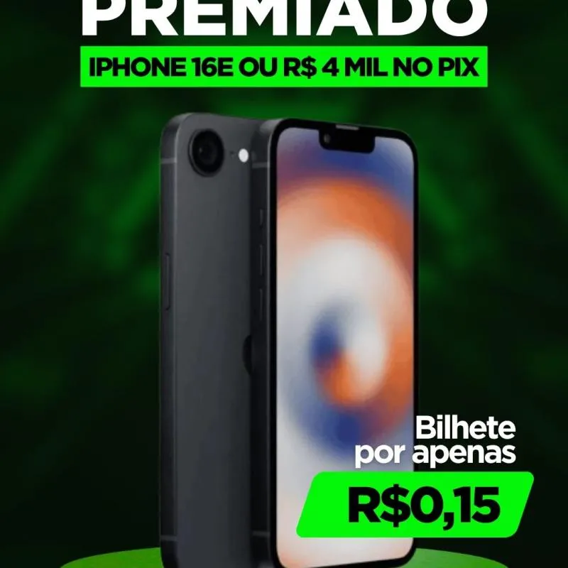 Imagem da campanha IPhone 16e 256gb ou R$4.000 no PIX