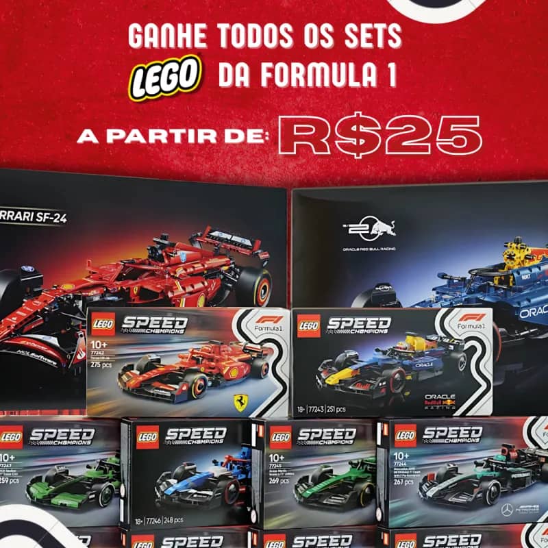 Imagem da campanha Ganhe todos os sets "LEGO x F1"