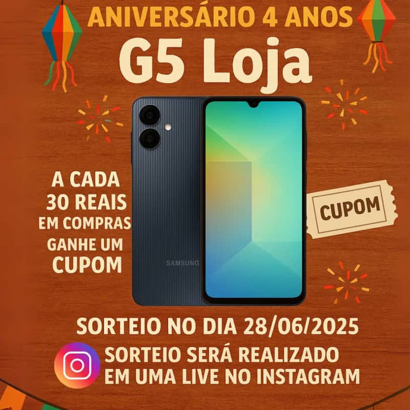 Imagem da campanha ANIVERSÁRIO G5 LOJA, 4 ANOS
