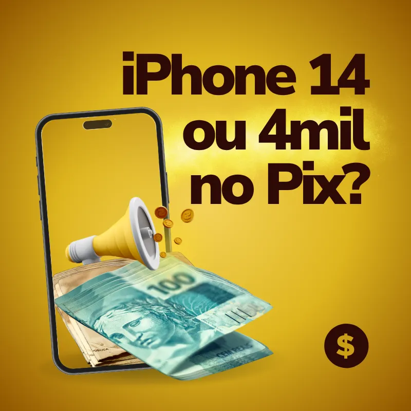 Imagem da campanha iPhone 14 ou 4mil na conta