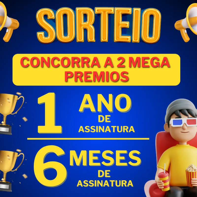 Imagem da campanha SORTEIO TURBO PLAY concorra a 1 ANO ou 6 MESES de TV POR ASSINATURA