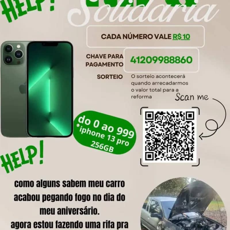 Imagem da campanha Rifa solidária