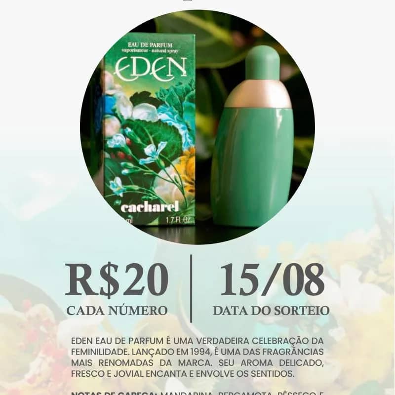 Imagem da campanha Rifa perfume Eden da Chacharel