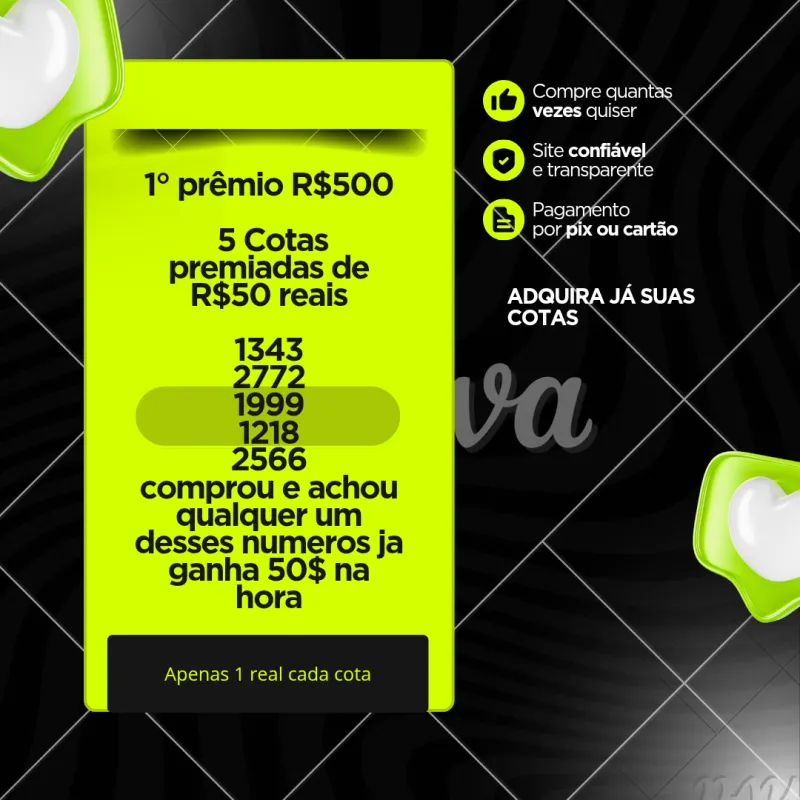 Imagem da campanha Rifa da sorte  premio 500 reais