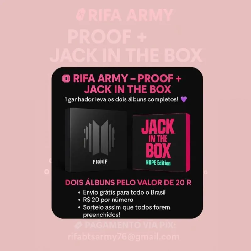 Imagem da campanha 💜 RIFA ARMY - PROOF + JACK IN THE BOX💜