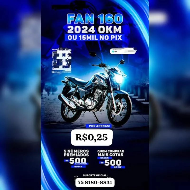 Imagem da campanha FAN 160 2024 OKM OU 15MIL  NO PIX